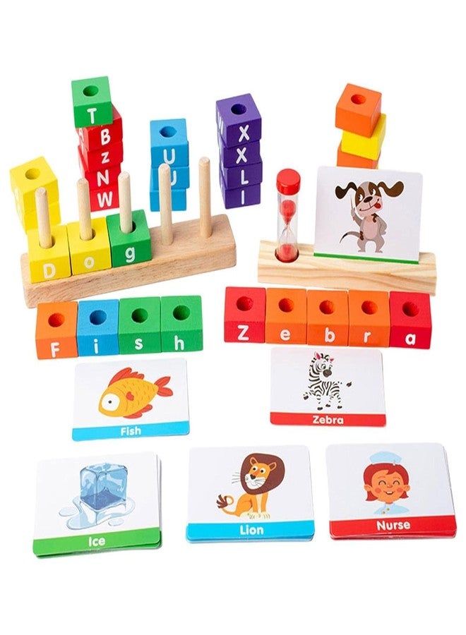 Kevim Letter Spelling Block Toy Alphabet Game Montessori for Children & Toddlers | Baby Preschool Learning Toys | Wooden Handcrafted Educational Pretend Play Set - Image 1